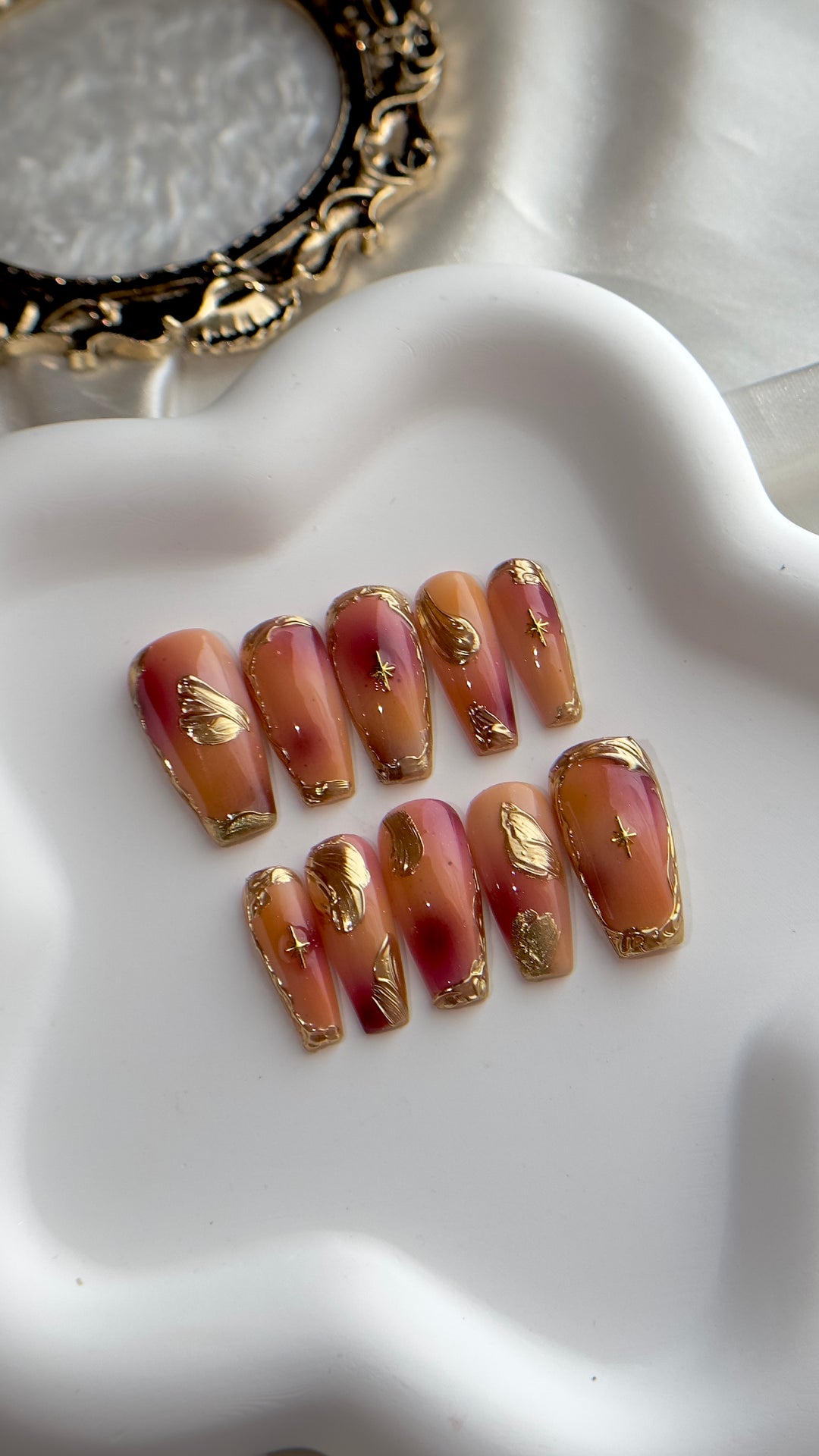 Peach Goddess Nail Set |  Little Nails Custom Press on Nails