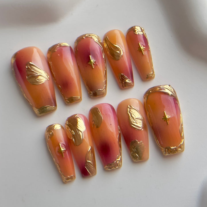 Peach Goddess Nail Set |  Little Nails Custom Press on Nails