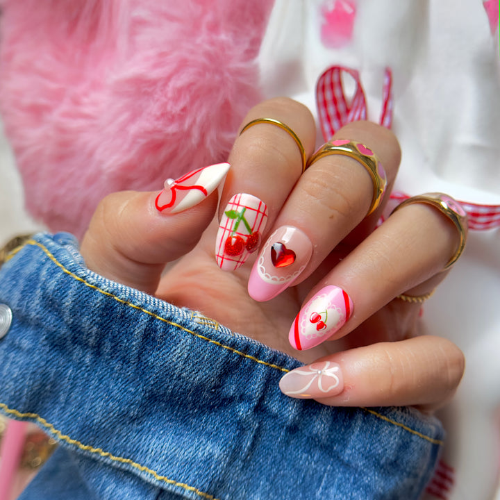 Coquette Cherries Set | Little Nails Custom Press on Nails